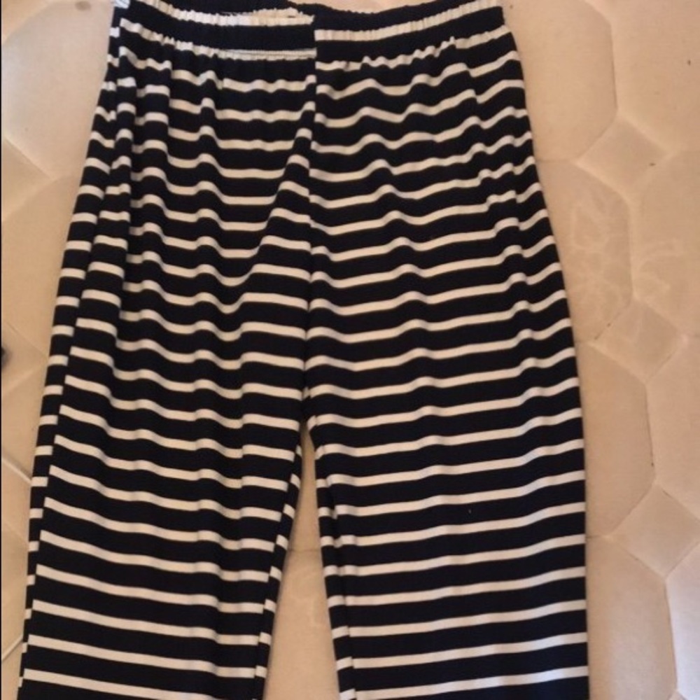 Blue and White Stripped Flare Pants